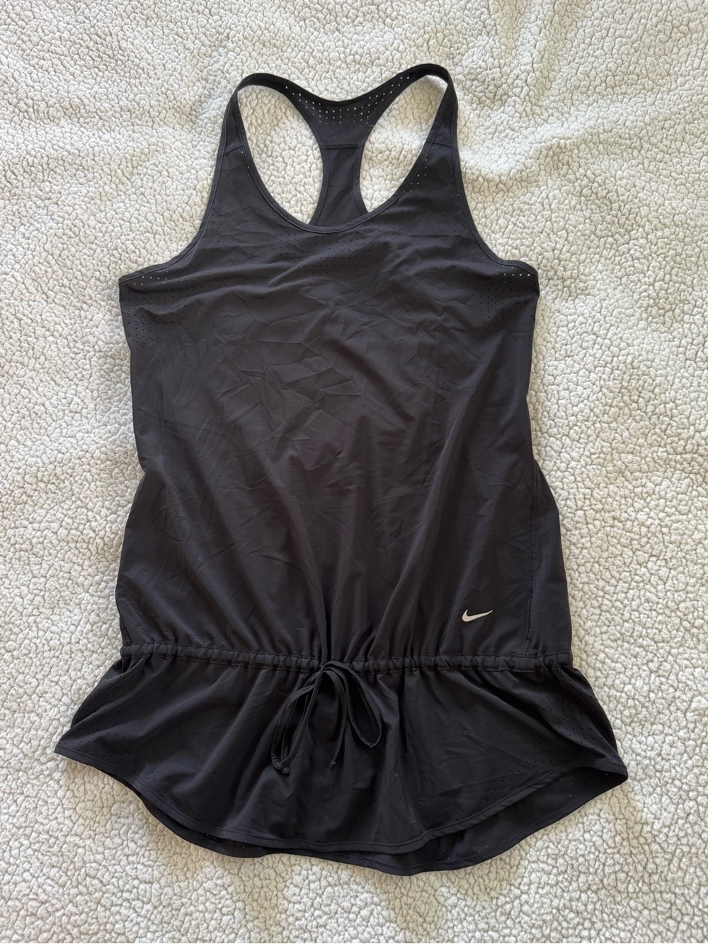 Nike Black Racerback Drawstring Peplum Training Tank